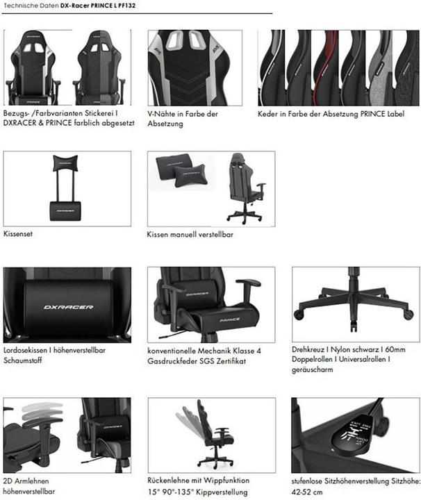 Produktbild DXRacer Sedia da Gaming e Ufficio Prince L PF132