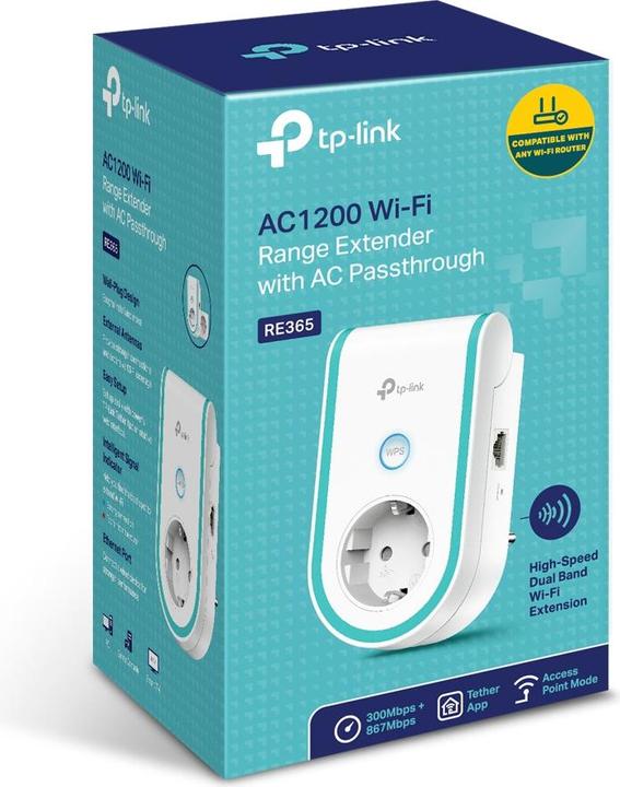 Immagine prodotto TP-Link AC1200 WI-FI RANGE EXTENDER 10/100MBPS PORTA 867MBPS A 5GHZ + 300MBPS A 2.4GHZ (867 Mbit/s, 300 Mbit/s)