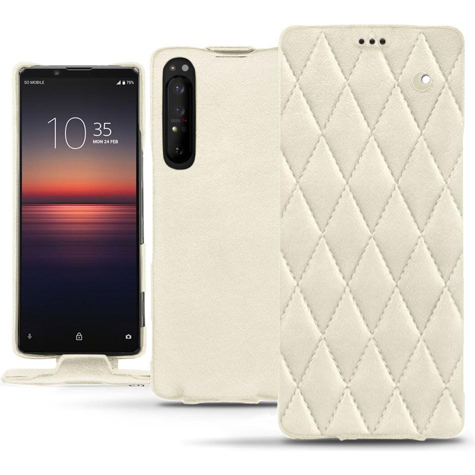 Noreve Lederschutzhülle vertikal (Sony Xperia 1 II), Smartphone Hülle, Weiss