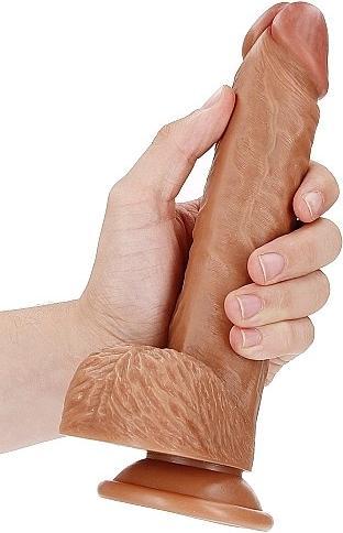 Actual product image RealRock Straight Realistic Dildo with Balls and Suction Cup - 8"/ 20.5 cm