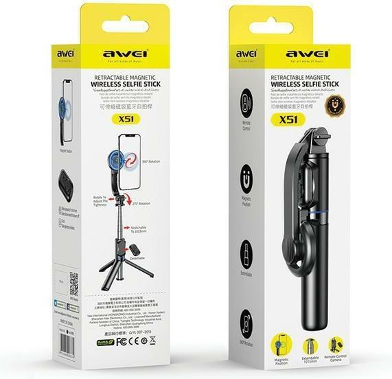 Actual product image Awei Selfie Stick X51 czarny/black