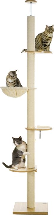 PawHut Arbre à chat Panneau de particules (250 cm, Chêne+Blanc crème)