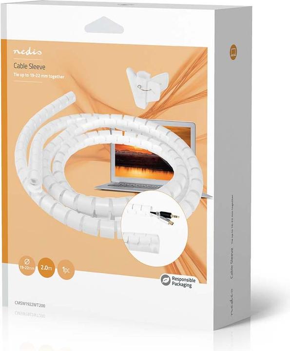 Actual product image Nedis Cable management sleeve 2.00 m 1 piece max. cable thickness: 22 mm PE White (Cable hole, 200 cm)