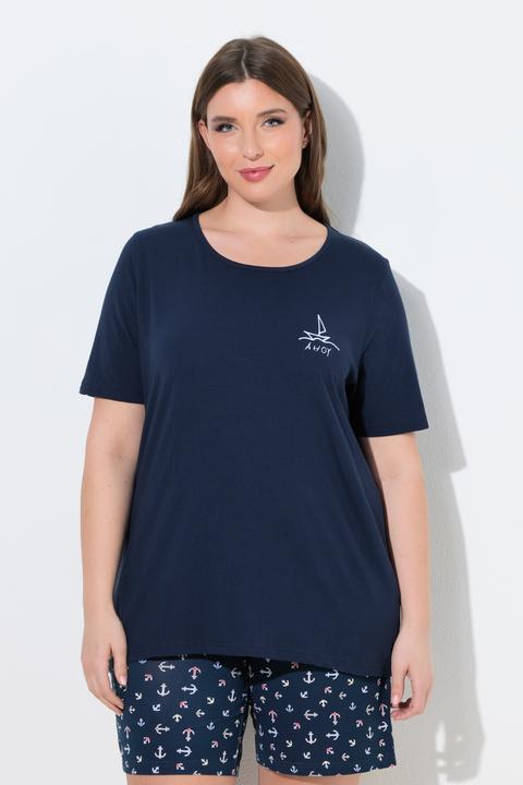 Produktbild Ulla Popken Pyjamashirt, Segelboot, Rundhals, Halbarm (46)
