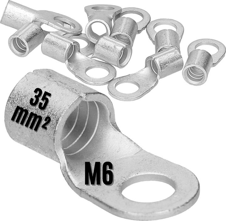 Produktbild Kalitec 10 Stück Q35-6 Quetschkabelschuh 35mm² M6 I Unisoliert I Dornpressung I Für mehr-, fein- und