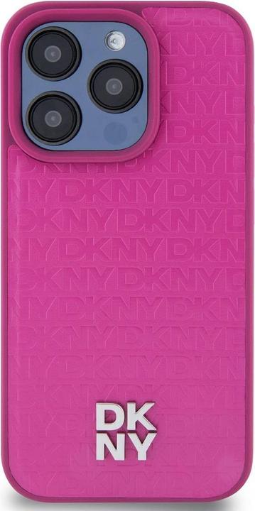 Actual product image DKNY DKHMP15XPSHRPSP iPhone 15 Pro Max 6.7" różowy/pink hardcase Leather Monogram Pattern Metal Logo (Apple iPhone 15 Pro Max)