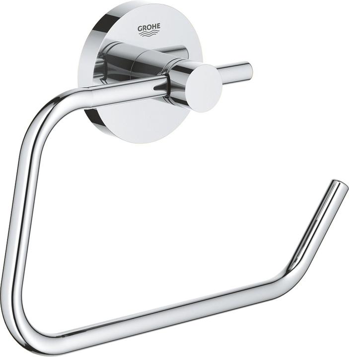 Grohe Porta rotolo di carta igienica Start QuickFix, senza coperchio, adesivo, cromato