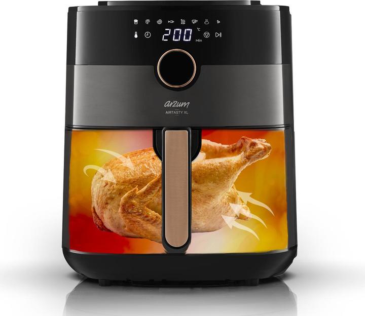 Actual product image Arzum AR2074-B Hot Air Deep Fryer Timer function, overheating protection Copper, Black