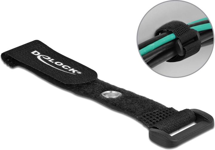 Delock Klett-Kabelbinder mit Schlaufe und Befestigungsöse L 150 x B 20 mm schwarz 5 Stück (Klettkabelbinder, 150 mm, 5 Stk.)
