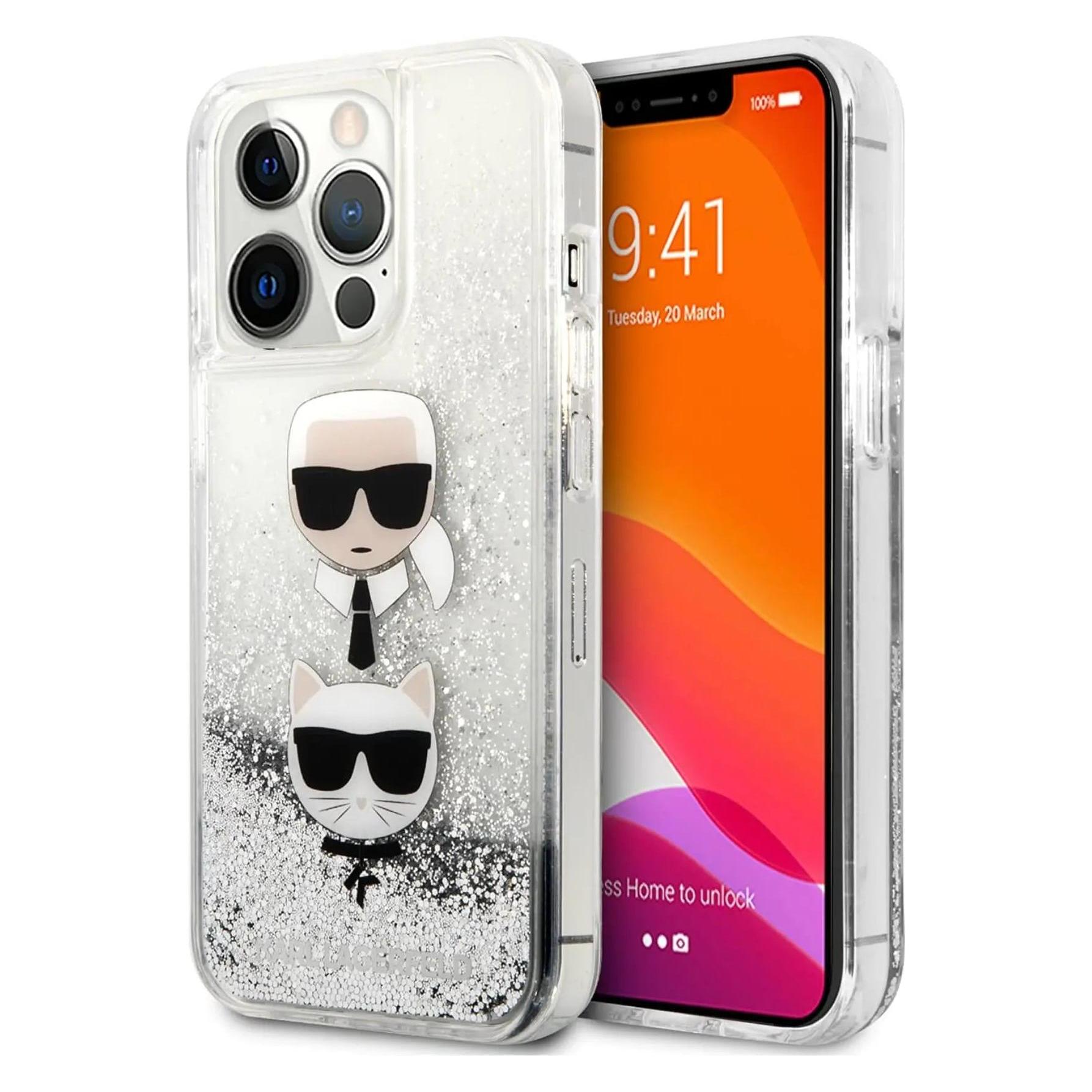 Karl Lagerfeld Liquid Case (Apple IPhone 13 Pro Max), Smartphone Hülle, Silber