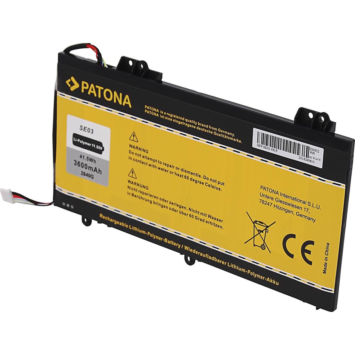 Patona 2840 (3 cubicoli, 3600 mAh), Batteria per notebook, Nero