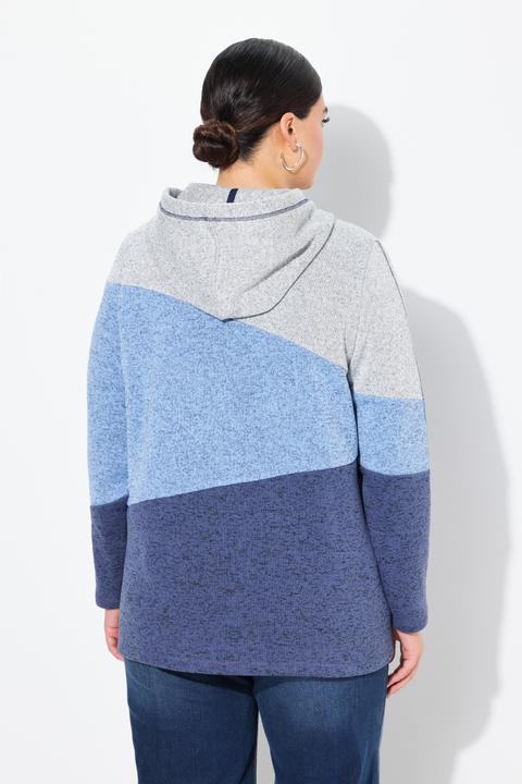 Produktbild Ulla Popken Strickfleece-Jacke, Colorblocking, Kapuze, Zipper (42, 44)