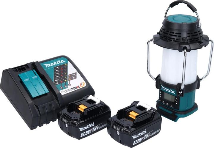 Produktbild Makita DMR 055 RF Akku Radio 18 V FM mit Laterne 360° Taschenlampe + 2x Akku 3,0 Ah + Ladegerät (FM, AM, Radio Frequency (RF))
