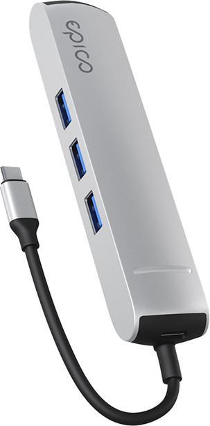 Actual product image Epico 6in1 Slim Hub 8K with USB-C connector - silver (6 Ports)