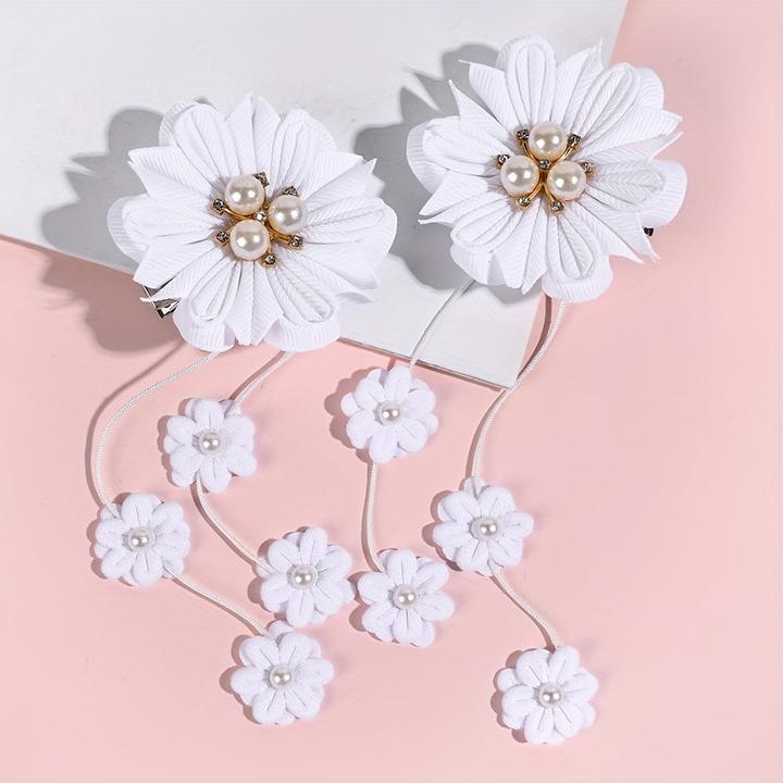 Activity Board 2pcs Elegante Prinzessin Blume Haarspangen Süsse Faux Dekor Quaste Haarnadeln Ideal Haar Zubehör (2 pcs.)
