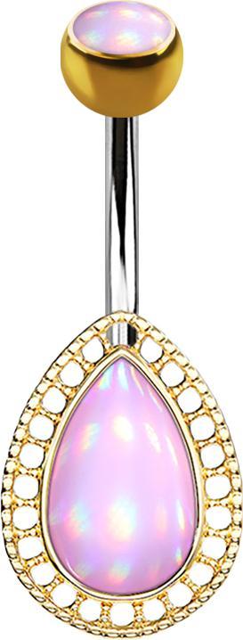 Actual product image Star Piercing Banana gold plated drop with epoxy stone pink (Brass, Surgical steel 316L)