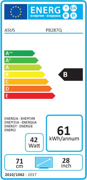 Label énergétique ASUS Pb287q (3840 x 2160 pixels, 28")