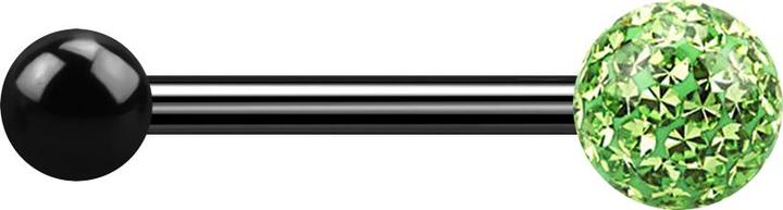 Image du produit Star Piercing Barbell noir avec boule et boule de cristal vert clair couche protectrice d'époxy (Titane, sans laiton)