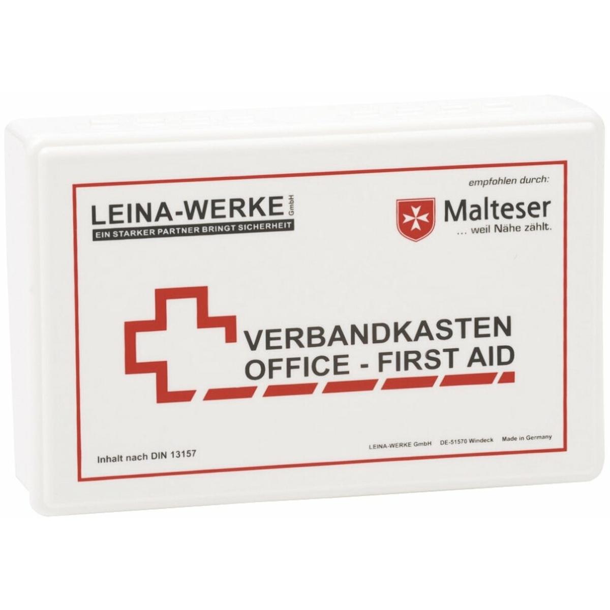 Leina, Erste Hilfe Set, WERKE 20007 Betriebsverbandkasten Office-First Aid - inklusiv Wandhalterung - Kunststoff (Verban...