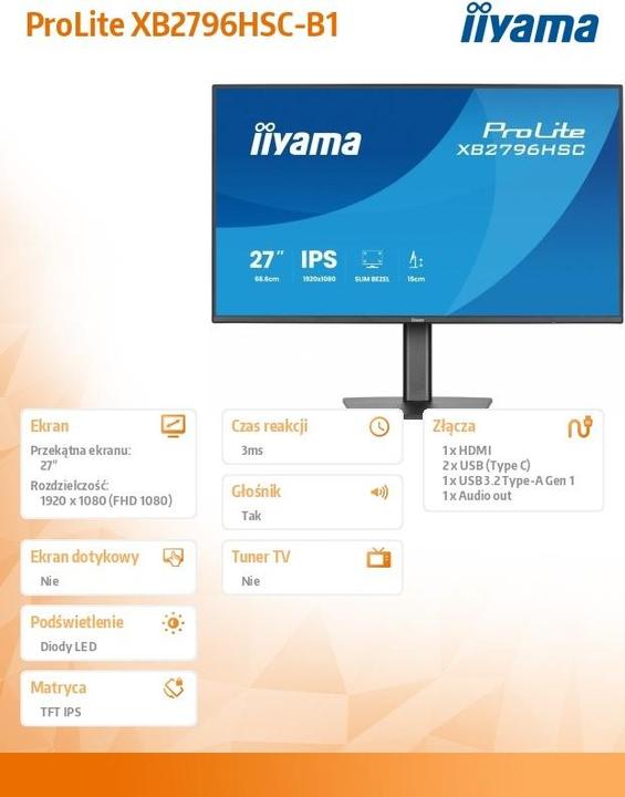 Image du produit iiyama 27" IPS-panel, 1920x1080@144Hz, 15cm Hei (1920 x 1080 pixels, 27")
