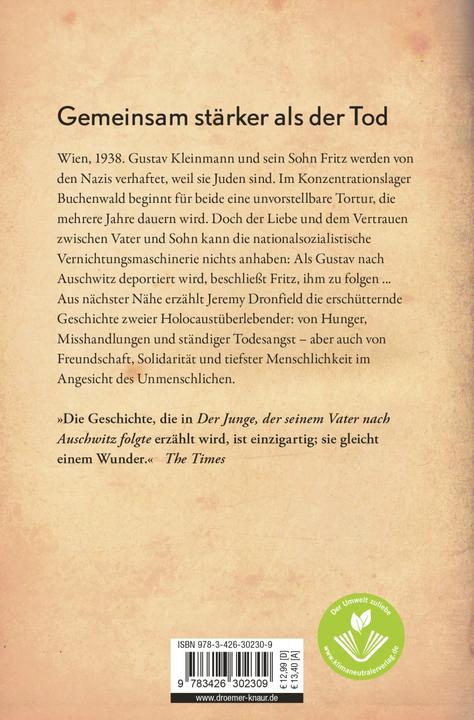 Produktbild Der Junge, der seinem Vater nach Auschwitz folgte (Deutsch, Jeremy Dronfield, 2022)