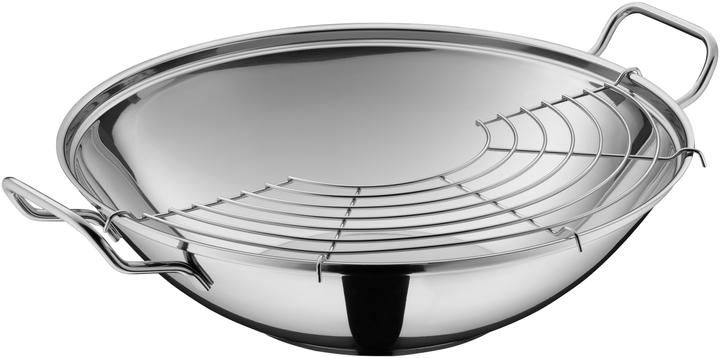 Produktbild WMF Wok Wokpfanne 36cm Taiwan Deckel Ablagegitter Party Induktion Edelstahl (36 cm, Wok Pfanne, Edelstahl)