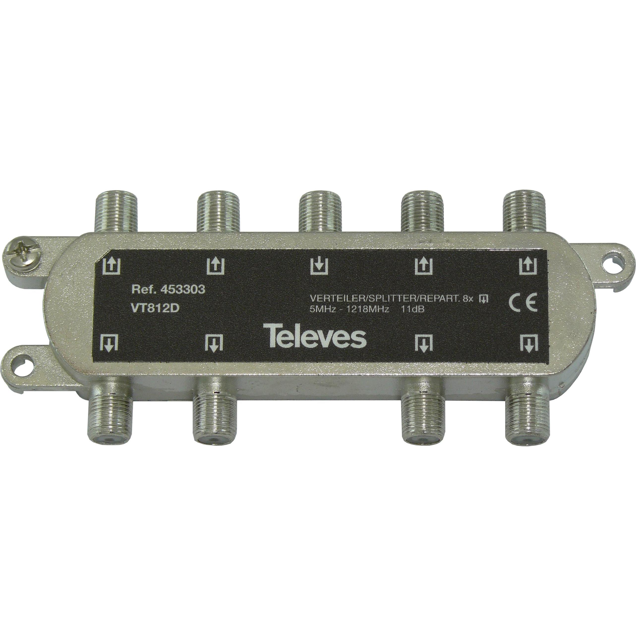 Televes VT812D 8-fach Verteiler 5-1000MHz VD:12dB 453303 (VT812D) (12 dB, Verteiler und Abzweiger), Antennenkabel