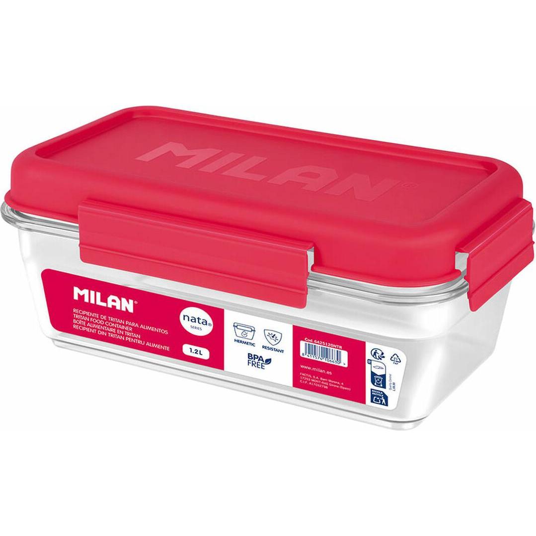 Milan Nata 624 red 1,2 l rectangular hermetic tritan lunch box, Portapranzo, Trasparente, Pink