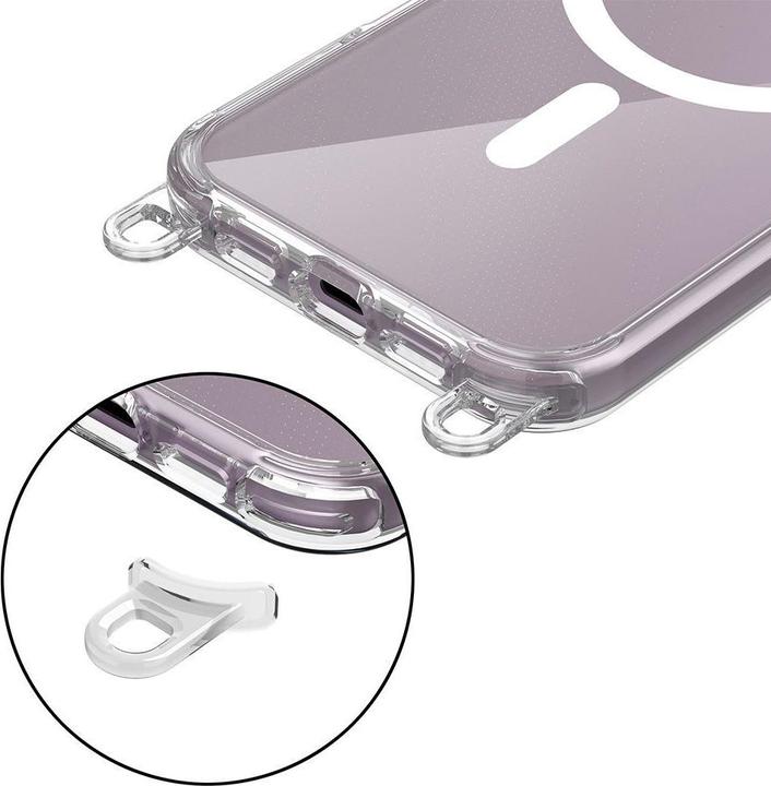 Produktbild Tech-Protect FlexAir Chain MagSafe iPhone 16 Case - Clear + 2 Lanyards (Black & Taupe) (Apple iPhone 16)