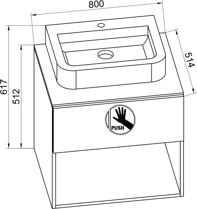 Actual product image VCM 2-piece bathroom block washbasin drawer "Lendas II" bathroom furniture