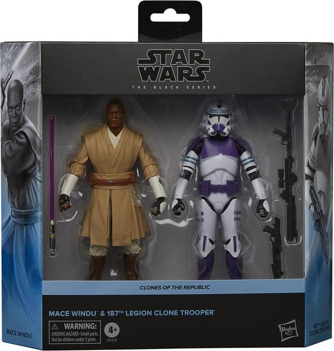Immagine prodotto Hasbro STAR WARS -Mace Windu e Soldato Clone 187 légion -Fig Serie Nera 15cm