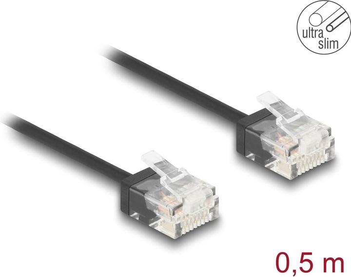 Image du produit Delock Câble réseau RJ45 Cat.6 UTP Ultra Slim 0,5 m noir (UTP, CAT6, 0.50 m)