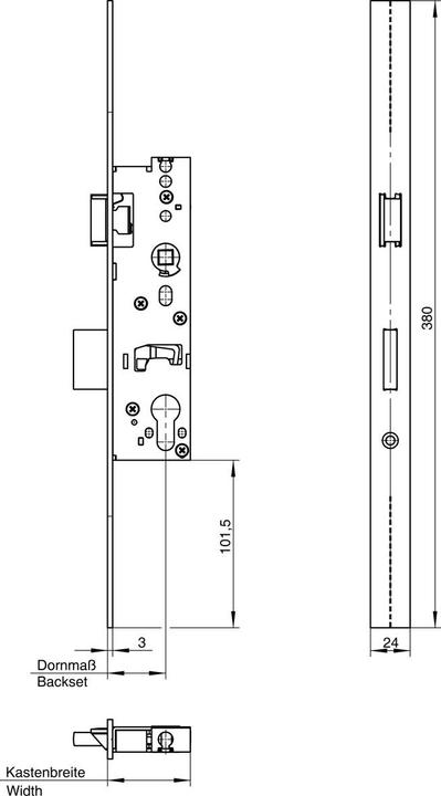 Actual product image Wilka Anti-panic RR lock, 6667 Reno Fkt. E, single throw 35 mm backset, Din reversible (Profile cylinder)