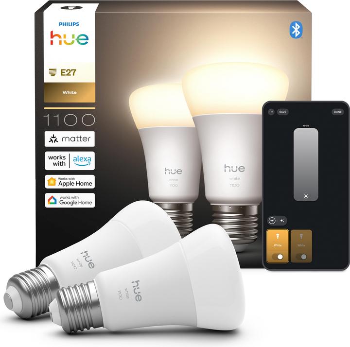 Produktbild Philips Hue White (E27, 9.50 W, 1050 lm, 2 x, F)