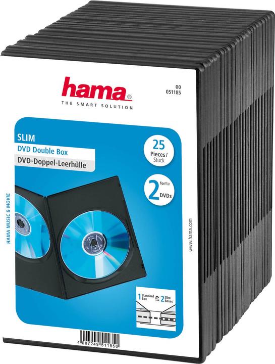 Hama 1x25 DVD Double Empty Sleeve Slim 75% Space Saver