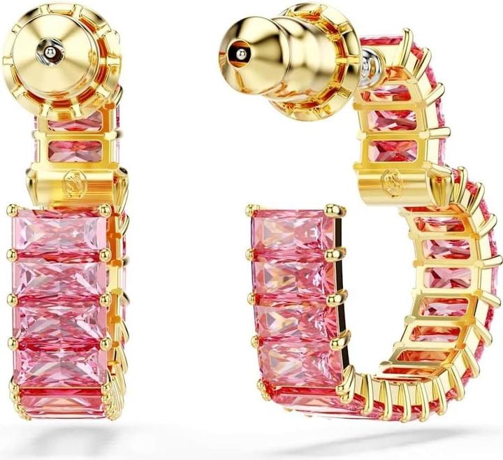 Actual product image Swarovski Matrix Kreolen Baguette Schliff Herz Klein Rosa Gold (Swarovski Metal)