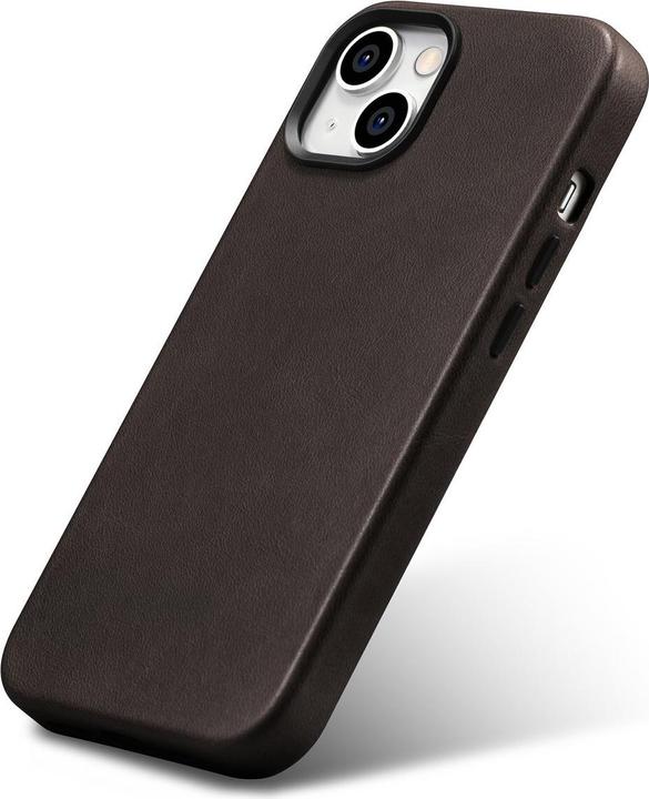 Actual product image iCarer Oil Wax Premium Leather Case iPhone 14 Plus Magnetic Leather Case with MagSafe Brown (WMI1422 (Apple iPhone 14 Plus)