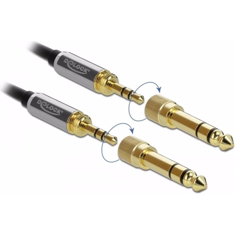 Thumbnail - Delock 3 Pin mit 6.5mm Schraubadapter (3 m, 3.5mm Klinke (AUX)), Audio Kabel