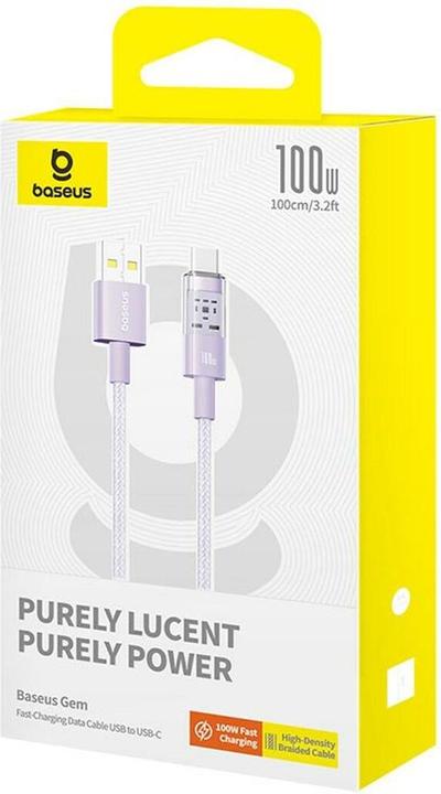 Productafbeelding Baseus Gem USB A naar USB C snellaadkabel 1 m 100 W paars (1 m, USB 3.2 Gen 1, 100 W)