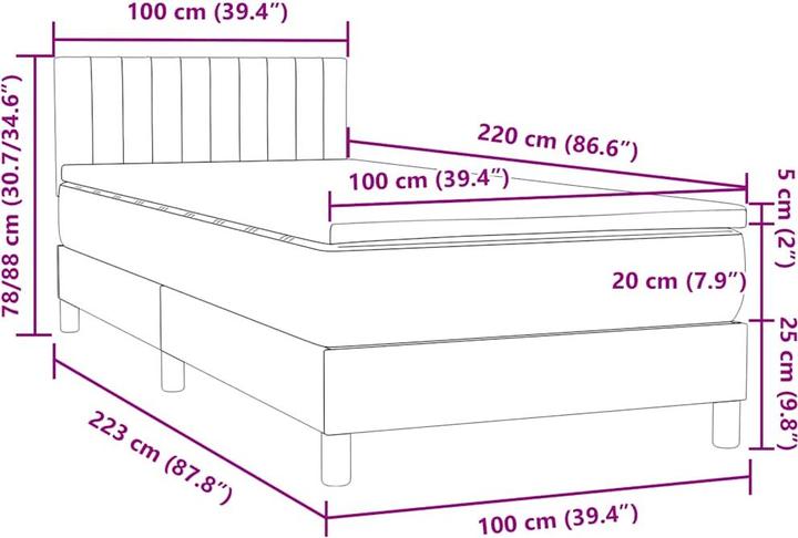 Image du produit vidaXL Boxspringbett (100 x 220 cm)