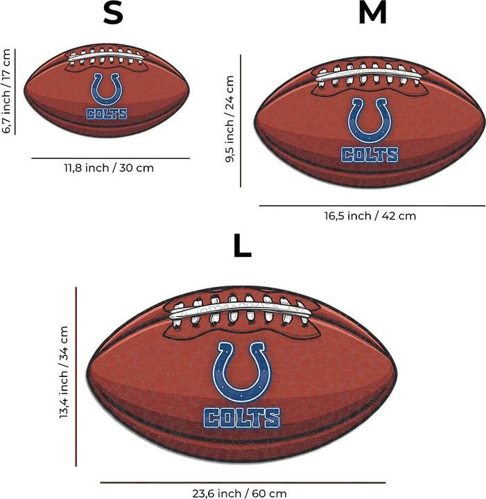 Actual product image Iconic NFL - Indianapolis Colts– Football with Logo - Wooden Puzzle Size S (150 pieces) (150 pieces)