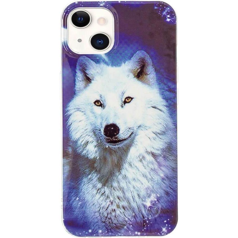 Cover-Discount iPhone 15 Plus - Nachtleuchtende Silikon Hülle Wolf (Apple iPhone 15 Plus), Smartphone Hülle, Grau