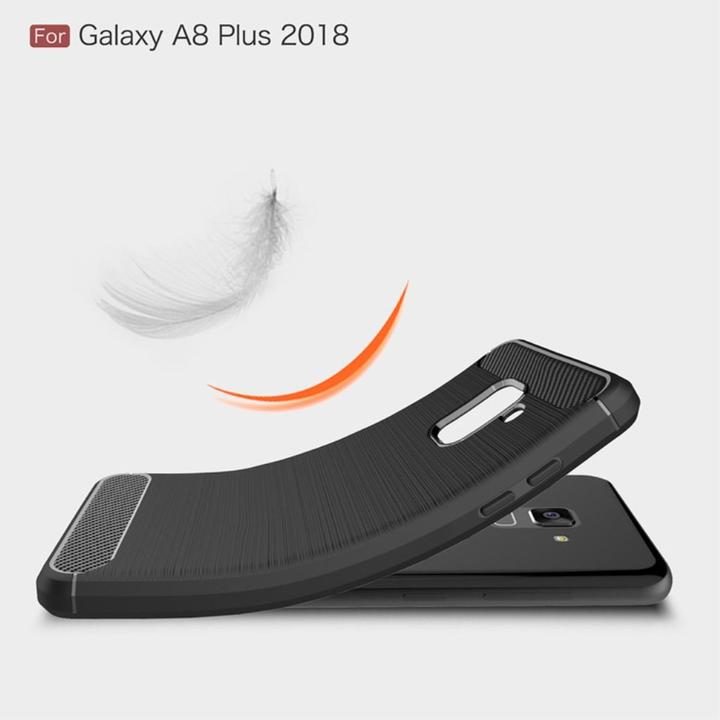 Produktbild König Design Hülle Handy Schutz für Samsung Galaxy A8 Plus (2018) Case Cover Carbon Schwarz (Samsung Galaxy A8 (2018))