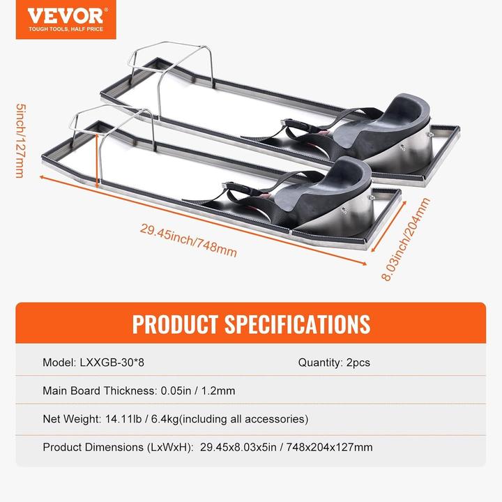 Actual product image Vevor Concrete Knee Boards 30 x 8 Inches Stainless Steel Concrete Gliders