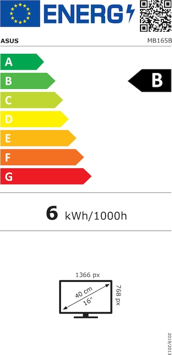 Energielabel ASUS MB165B ZenScreen (1366 x 768 pixels, 15.60")