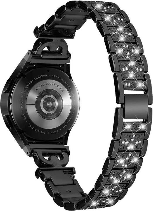 Produktbild Cover-Discount Edelstahl Armband mit Strass 20mm schwarz (20 mm, Edelstahl)