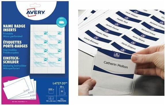 Immagine prodotto Avery Inserti stampabili per badge, 54 x 90 mm, bianco