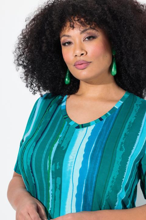 Image du produit Ulla Popken T-shirt long imprimé, ligne A, col V et manches courtes (46, 48)