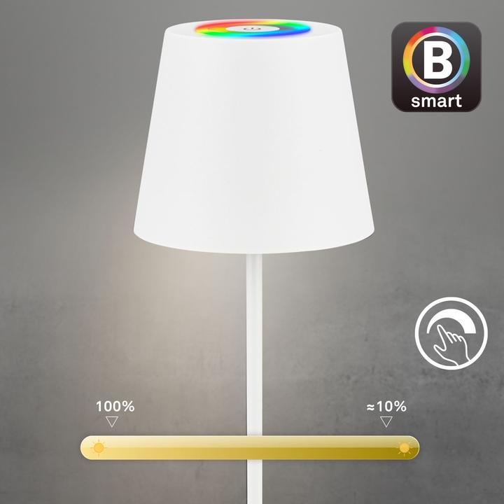 Image du produit Briloner COLORIS Smart Bluetooth RGB/W Lampe de bureau LED rechargeable, Blanc, App (300 lm)