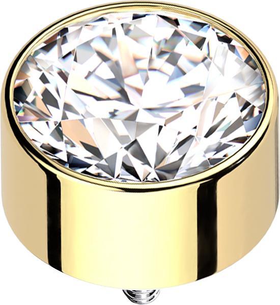 Actual product image Star Piercing High gold-plated dermal anchor cylinder with silver crystal (without brass, Titanium)